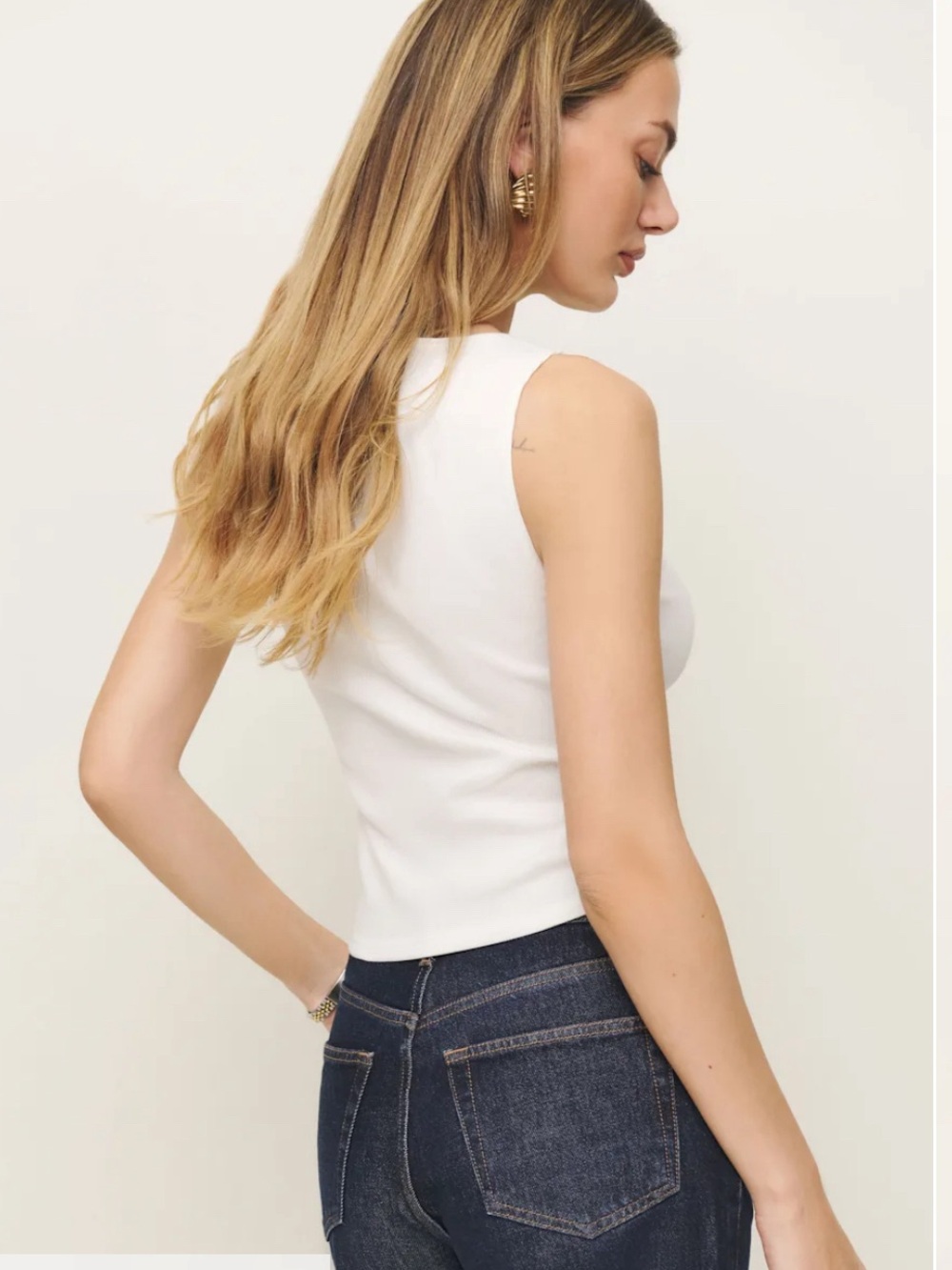 Reformation Ivory Ribbed Tank Top - Picture 3 of 12